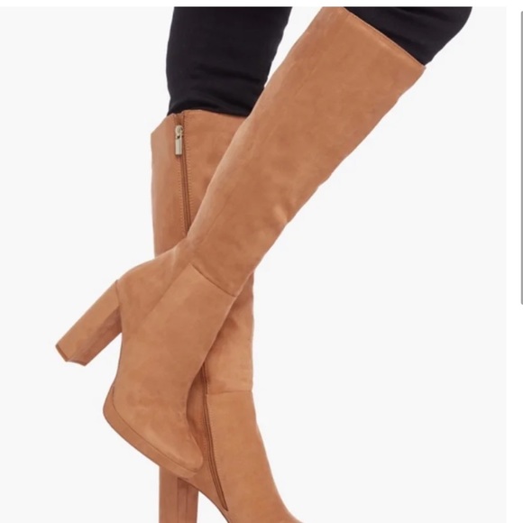 Camel Color Heeled Over the Knee Boots - Picture 2 of 5